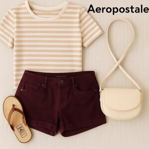 4/$20. Aeropostale Dark Maroon Denim Shorts Sz. 8